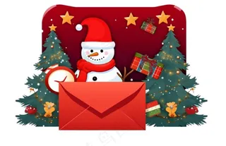 圣诞红色信封圣诞老人卡通插画免抠