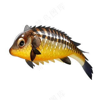 黄色卡通手绘鱼免抠素材30