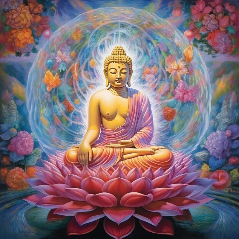 佛坐莲花蓝色背景psd模版下载