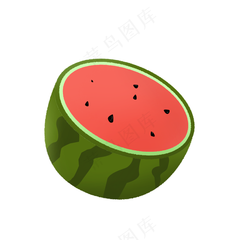 红色西瓜半个夏日插画素材