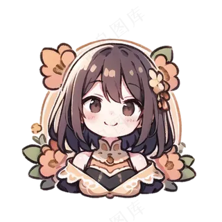 Q版花环女生 免抠透明底 (4)