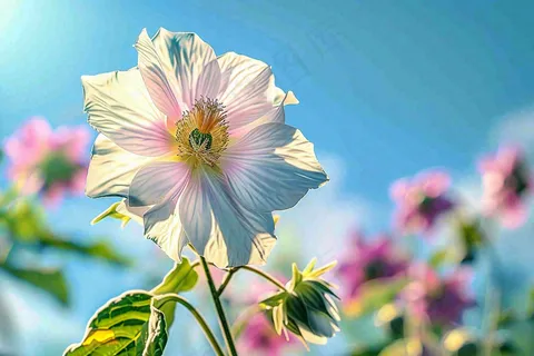 芙蓉花鲜花摄影图