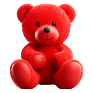 免抠坐着的红色礼物小熊