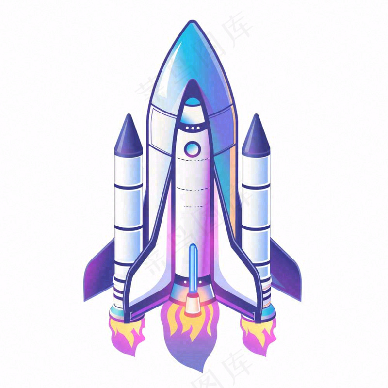 火箭太空航空卡通插画免抠(1024x1024)