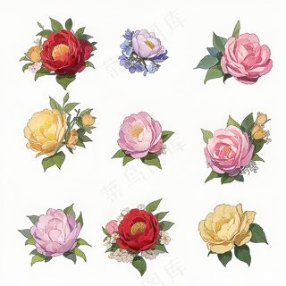 红色黄色粉色玫瑰花免抠素材89