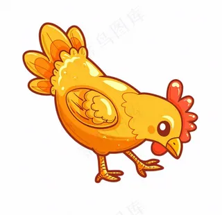 母鸡觅食小鸡牲畜动物卡通插画免抠