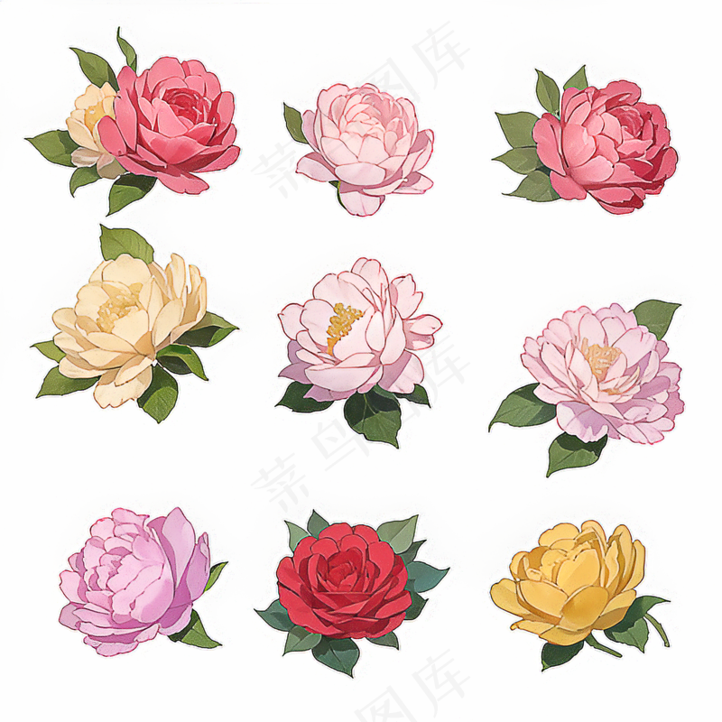 红色黄色粉色玫瑰花免抠素材96