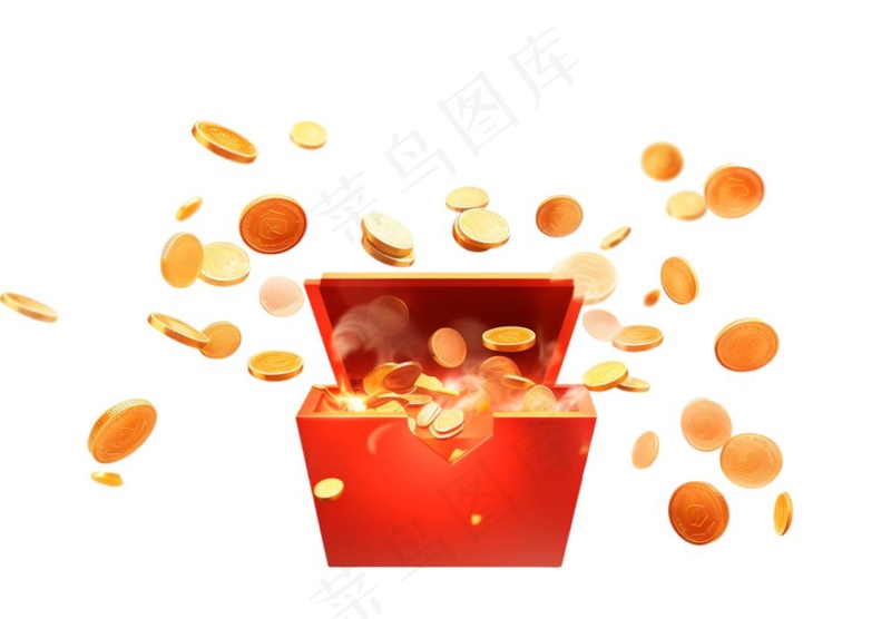 惊喜盒子礼盒金币财富春节新年卡通免抠(1312x912)