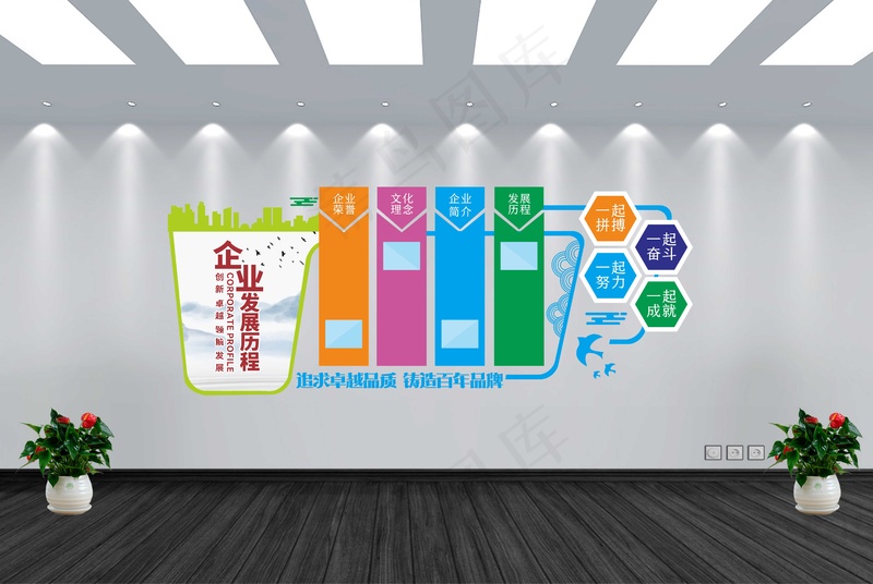 企业文化墙cdr矢量模版下载