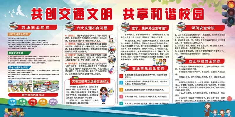 校园交通安全宣传栏psd模版下载