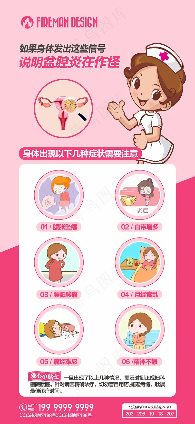 妇科盆腔炎海报cdr矢量模版下载