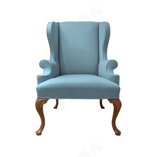 免抠蓝色单人沙发