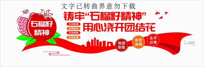 石榴籽文化墙cdr矢量模版下载