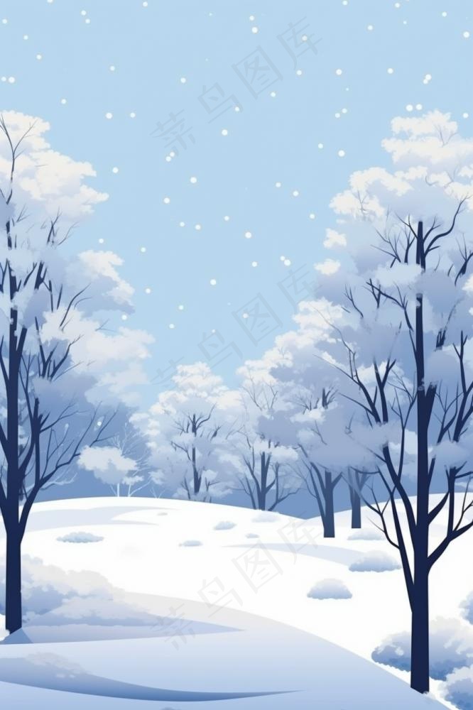 清新蓝色雪景背景