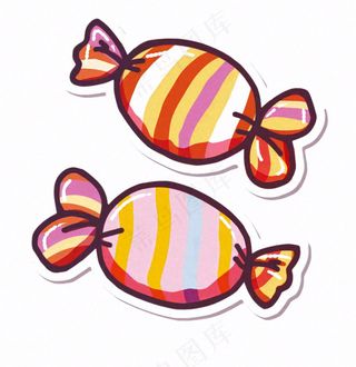 糖果甜彩色卡通插画免抠