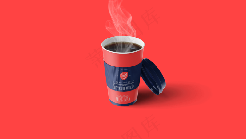 单色背景简约塑料咖啡杯样机10
