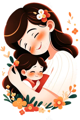 母亲节 妈妈抱着女儿 免抠透明底