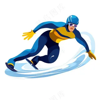 滑冰溜冰国家竞技运动卡通插画免抠