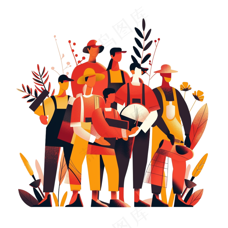 插画欢聚一堂的人们