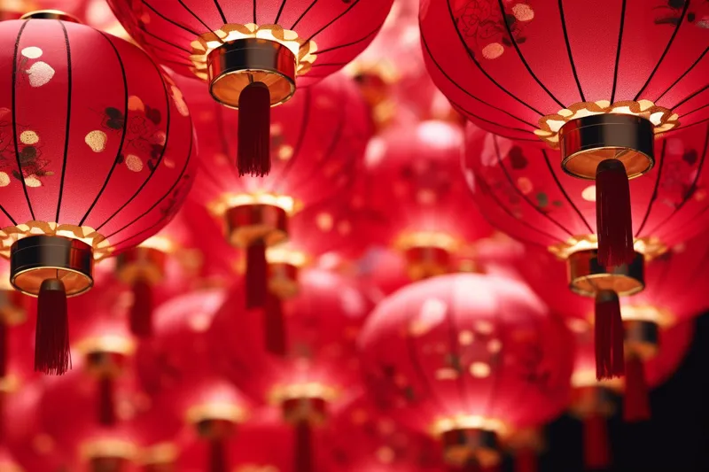 红灯笼春节节日庆祝张灯结彩喜庆摄影图(4032x2688)