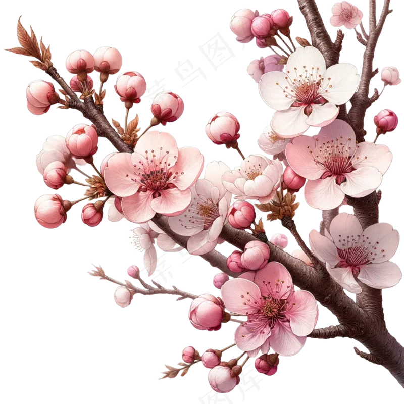 樱花+树枝插画矢量 免扣