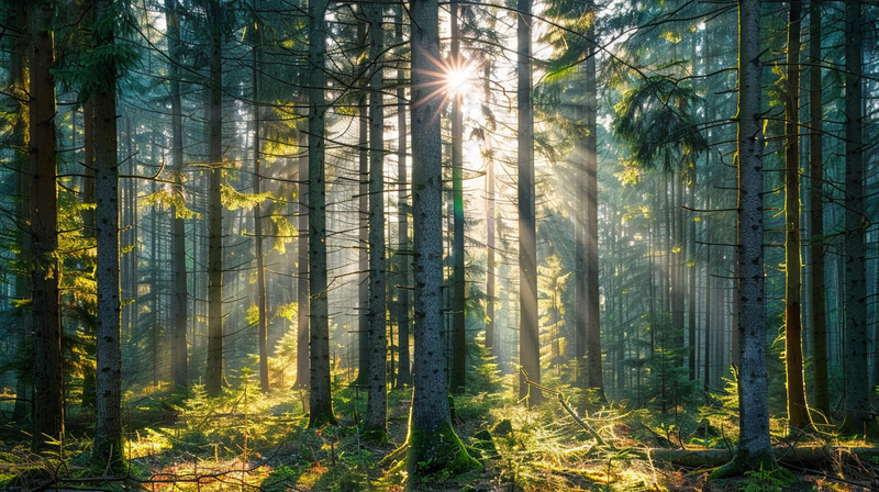 山林森林阳光绿色大自然风景摄影图