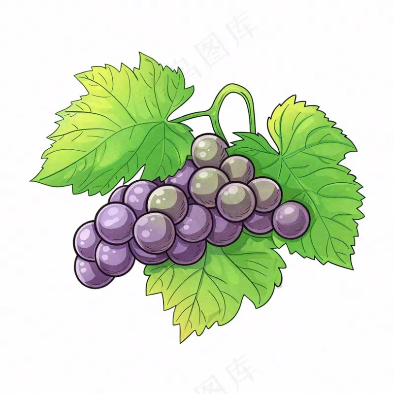 葡萄蜻蜓水果卡通插画免抠(1024x1024)
