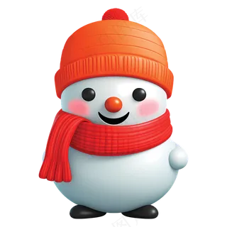 免抠戴着红色围巾的圣诞雪人