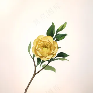 白色黄色手绘新中式风格花植物113 白色黄色手绘新中式风格花植物113