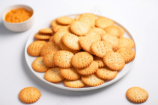 日式小圆饼饼干苏打饼摄影图