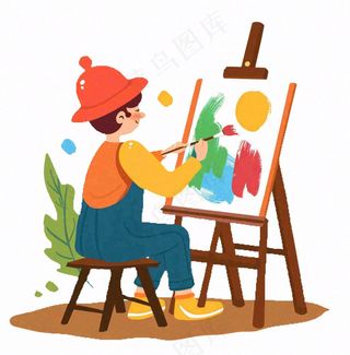 画家美术艺术画家人物卡通插画免抠