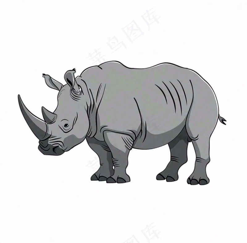 大犀牛动物卡通插画免抠(1040x1024)