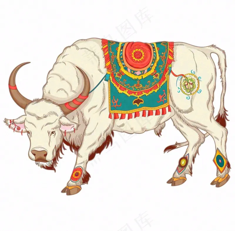 牛牦牛藏族吉祥物卡通插画免抠(1040x1024)