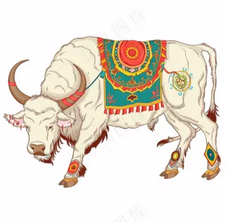 牛牦牛藏族吉祥物卡通插画免抠