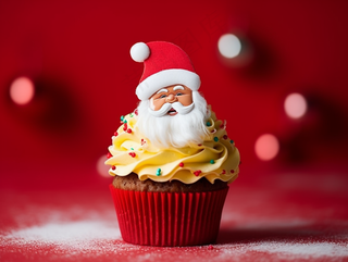 圣诞纸杯蛋糕圣诞老人节日甜点摄影图
