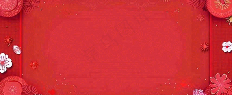 红色新年春节花卉灯笼祥云纹理背景小年除夕元宵插画背景