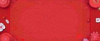 红色新年春节花卉灯笼祥云纹理背景小年除夕元宵插画背景