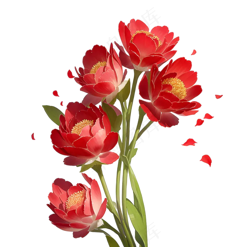 红色海棠花写实手绘练习作品25