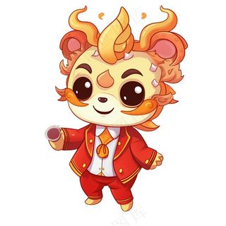 新春新年吉祥物生肖龙年卡通人物插画免抠