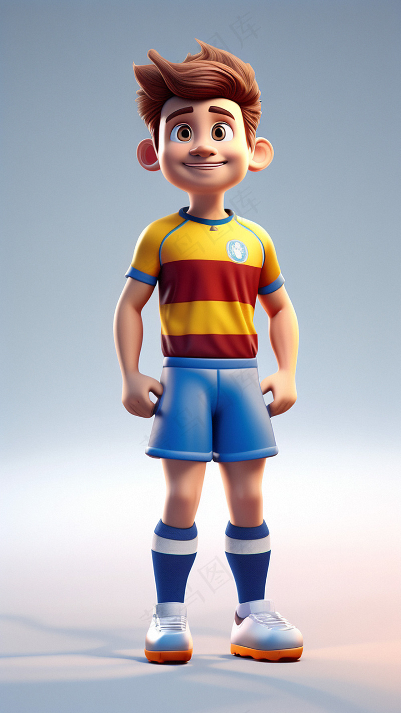 3D卡通人物足球运动员男士C4D3