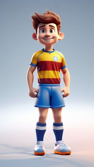 3D卡通人物足球运动员男士C4D3