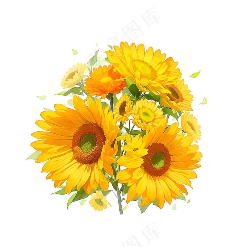 黄色向日葵花朵免抠素材10