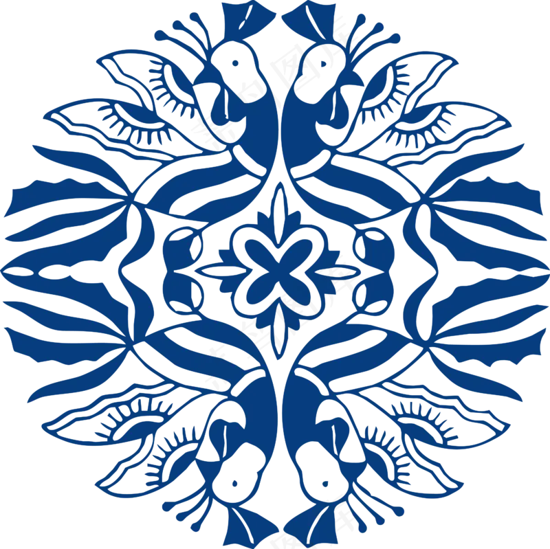 古代青花瓷图案花纹中国风图案祥云纹理传统图腾矢量PNG免扣素材