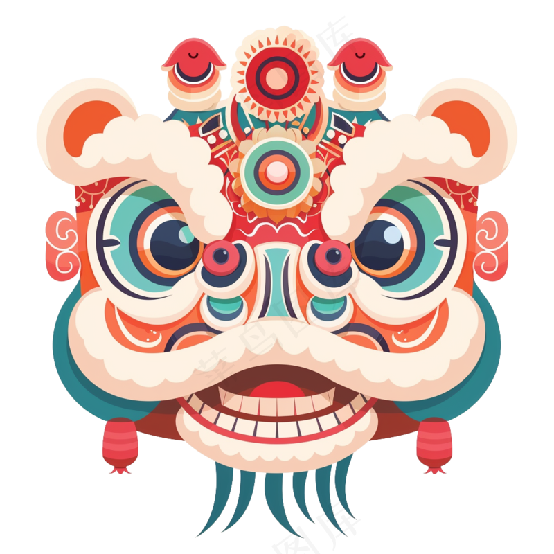 春节活动海报彩色醒狮元素2
