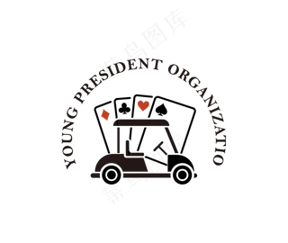 扑克牌高尔夫球车徽章