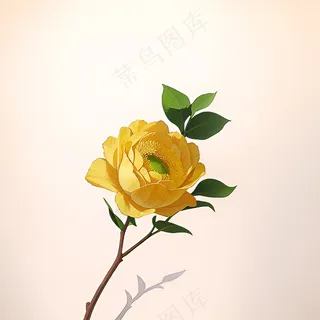 白色黄色手绘新中式风格花植物99 白色黄色手绘新中式风格花植物99