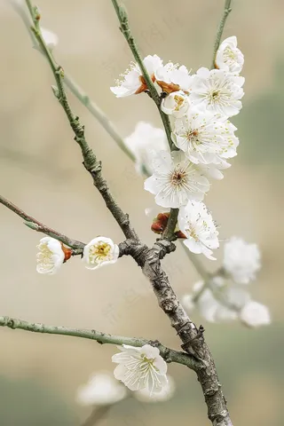 春天白梅梅花鲜花摄影图