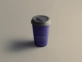 单色背景简约塑料咖啡杯样机31