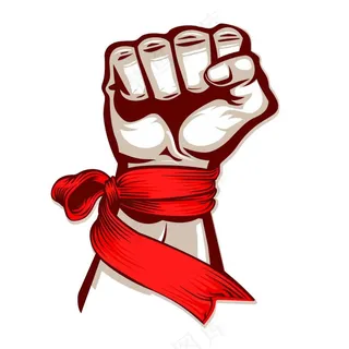 五一劳动节工人拳头飘带矢量插画免抠