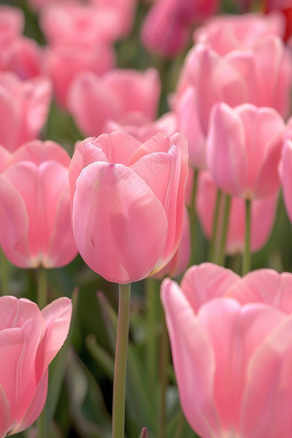 春天粉色郁金香花朵摄影图